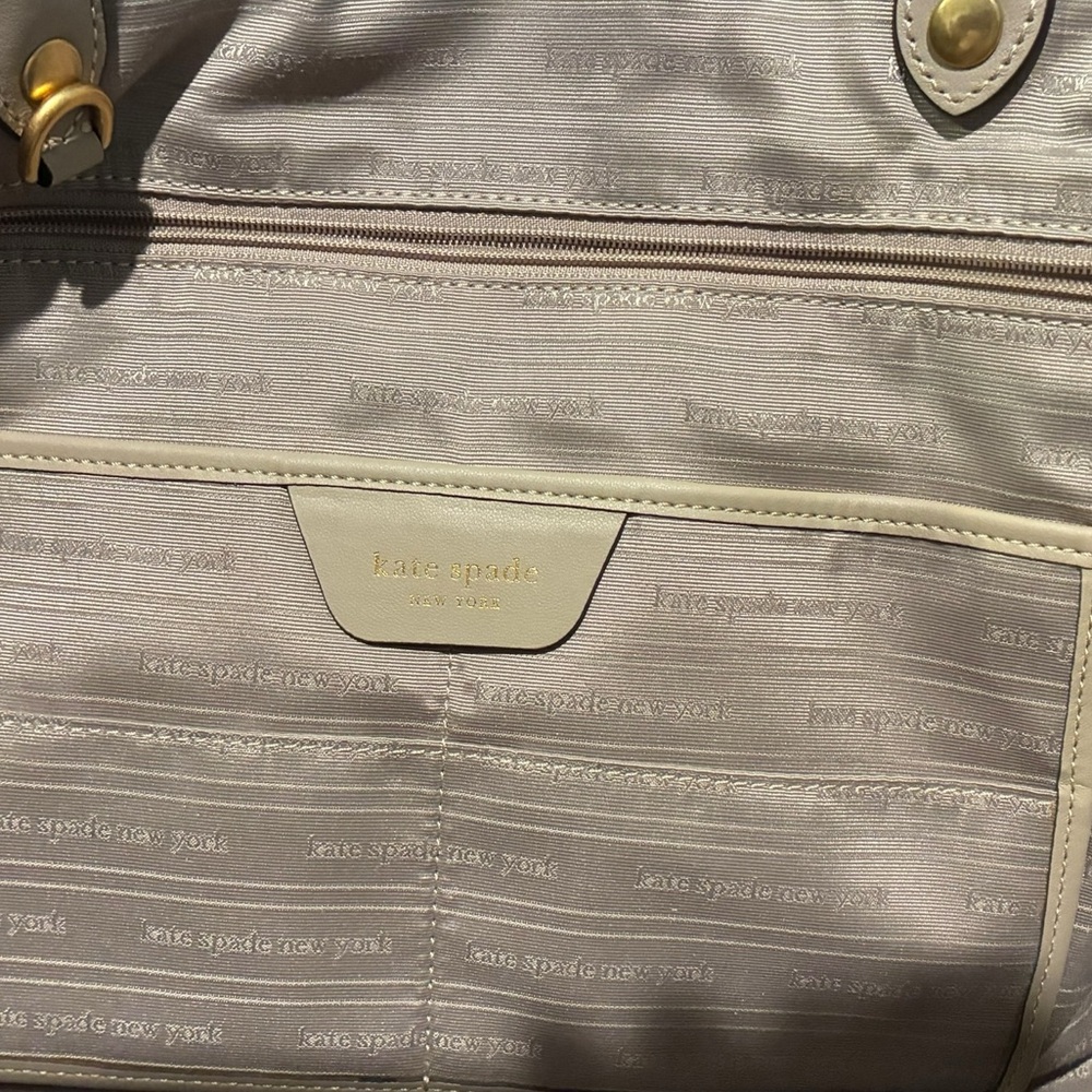 Kate Spade Everything Racing Stripe Faux Shearling Large Tote EUC - Picture 9 of 16